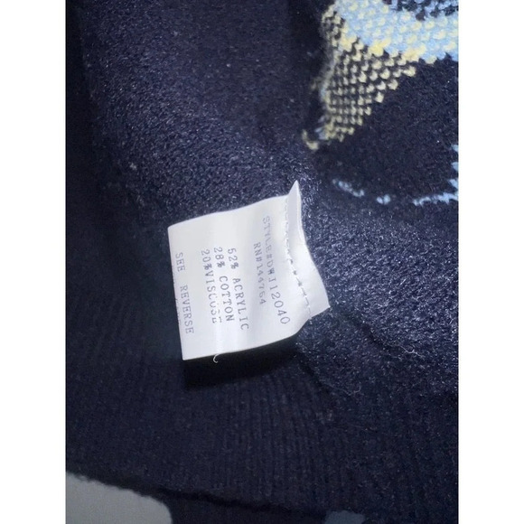 Davi & Dani Womens SMALL Cardigan Open Front Batwing Sleeve Knit blue flowers - Picture 5 of 9